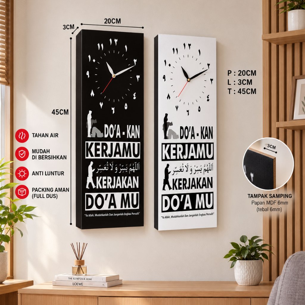 Jam Dinding Pictbox Doakan Kerjamu Islami Religi Pengingat Quotes Dekorasi Ruangan Wall Dekor