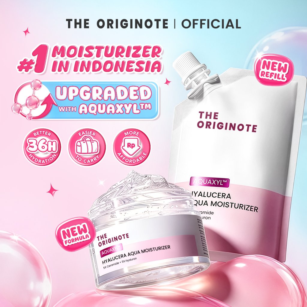 [NEW LAUNCH] The Originote Hyalucera Aqua Moisturizer 50 ml and Refill 30 ml - Pelembab Wajah Hydrating Moist dengan Aquaxyl, 5 Jenis Hyaluronic Acid & Ceramide untuk Memperkuat Skin Barrier & Hidrasi Mendalam