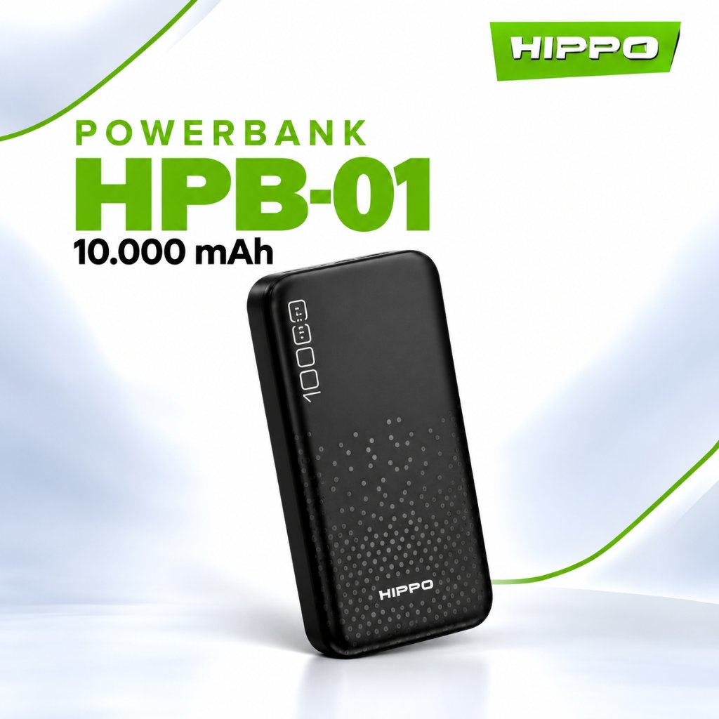 Hippo Powerbank HPB-01 10.000 Mah Sdc 2.4A Dual Output Usb A Dual Input Usb C Micro Garansi Resmi Hippo
