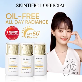 SKINTIFIC - Light Serum Brightening Sunscreen SPF 50+ PA ++++ 25ml | Vitamin C Whitening Mencerahkan Glowing Matte Cepat Menyerap Fast-Absorbing Ringan Lightweight Skin Tinted Aqua Sunblock Badan dari Sinar UVA UVB