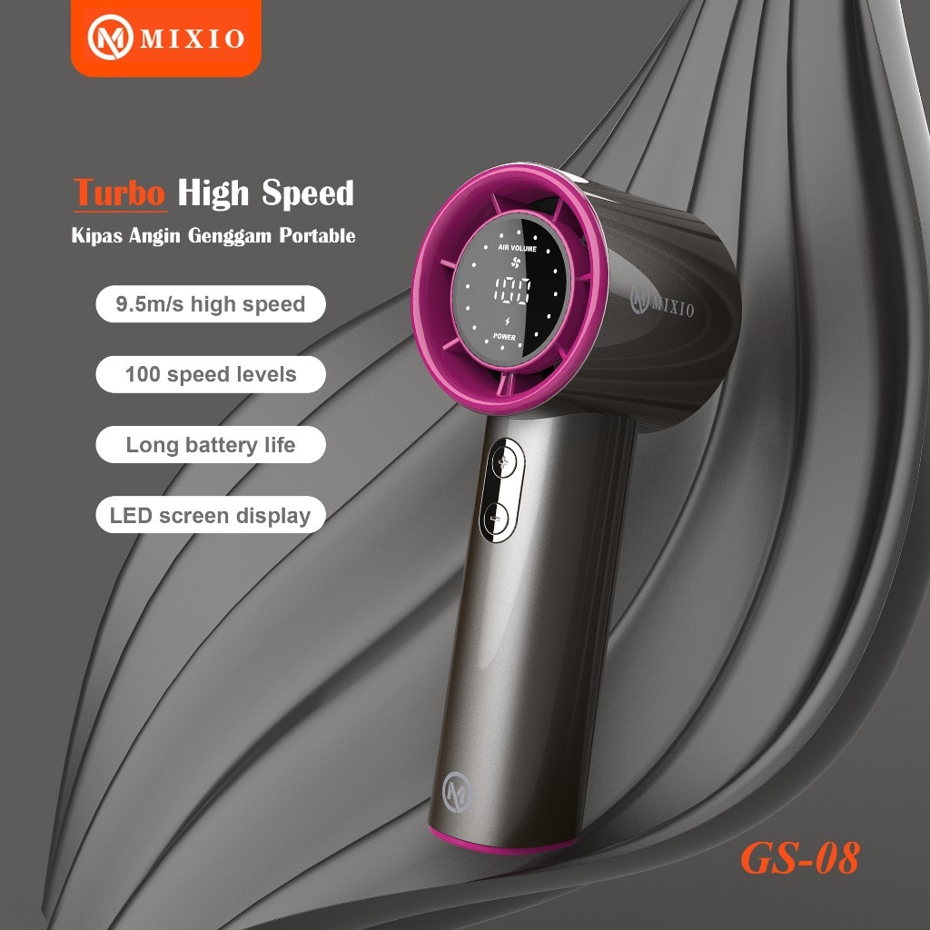Jual MIXIO GS-08 High-speed Portable 17000Rpm Handheld Fan 4400MAH Mini ...