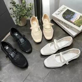 Sepatu Flat Wanita Flatshoes Wanita 2025 Motif Renda Jaring Korea Empuk