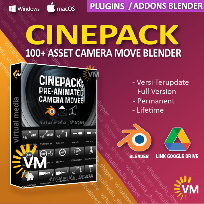 Jual CINEPACK BLENDER ADDON PLUGINS ANIMATION CAMERA MOVE SCENE ...