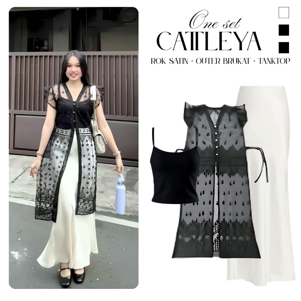 Jual Catleya One Set Wanita 3in1 ( Outer Brokat + Rok Duyung + Tanktop ...