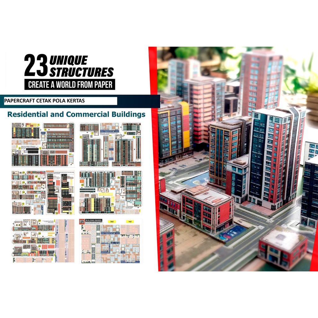 Jual DIY Papercraft Diorama City Builder and Factory Cetak Pola Kertas ...
