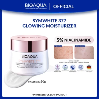 BIOAQUA Moisturizer SymWhite 377 Cream Pemutih Wajah 50g Krim Penghilang Flek Hitam Di Wajah Whitening & Fade Dark Spot Mosturizer Mencerahkan Day Cream & Night Cream Pelembab Wajah Kering Dan Kusam Moisturizing Brightening