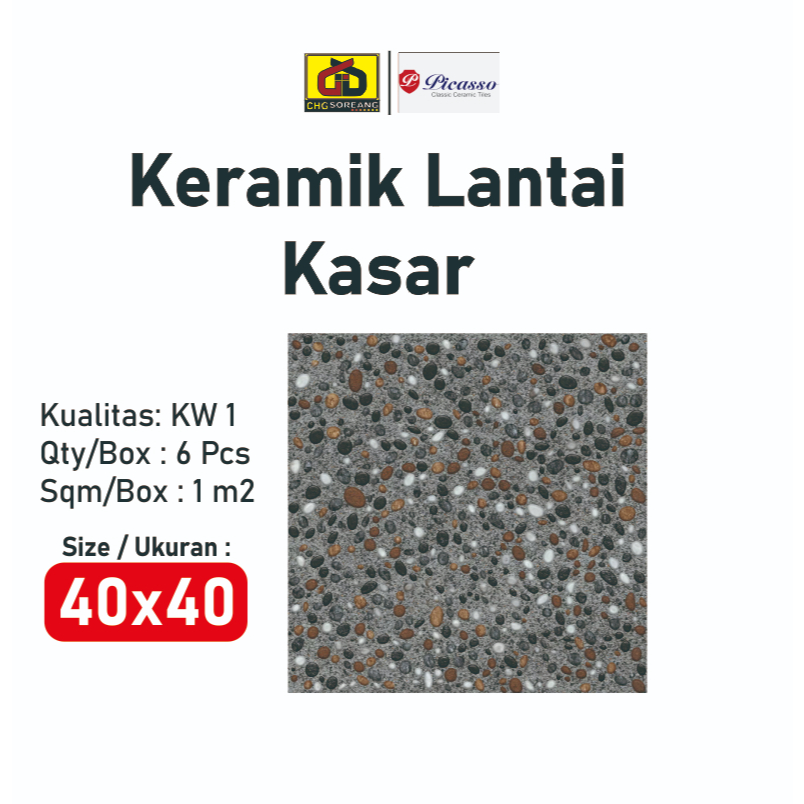 Keramik lantai kasar 40x40 garasi / carport / teras kasar tidak licin