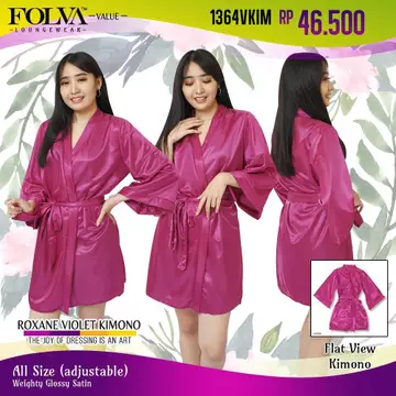 FOLVA Baju Tidur Piyama Wanita Kimono Bridesmaid Robe Satin All Size