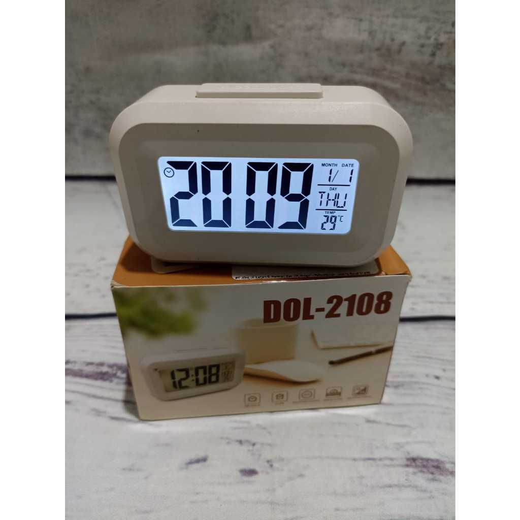 Jual Jam Alarm Mini LCD Digital Temperature with Calendar Warna Putih ...