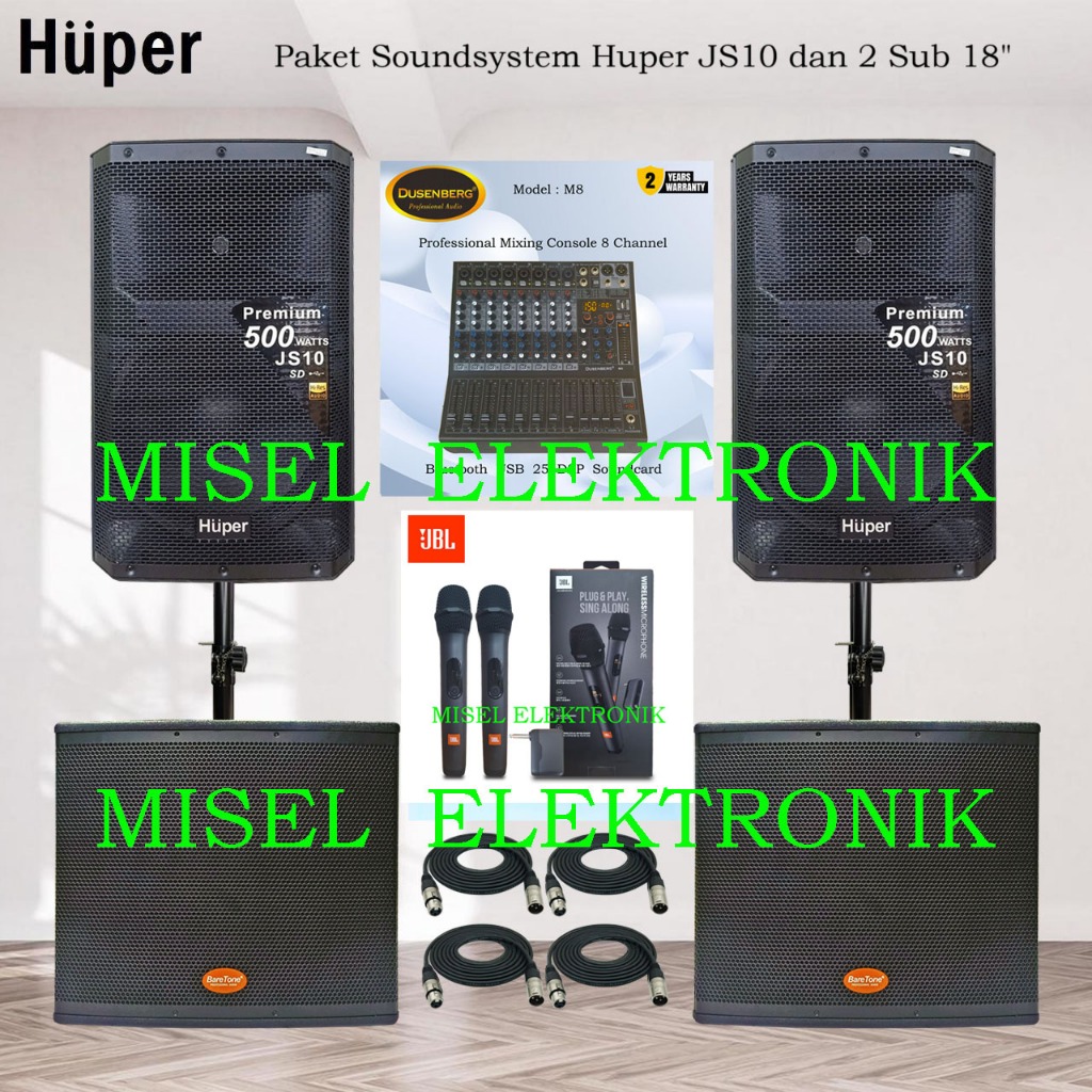 Jual Paket Sound System Speaker aktif 15 Inch Huper JS10 subwoofer ...