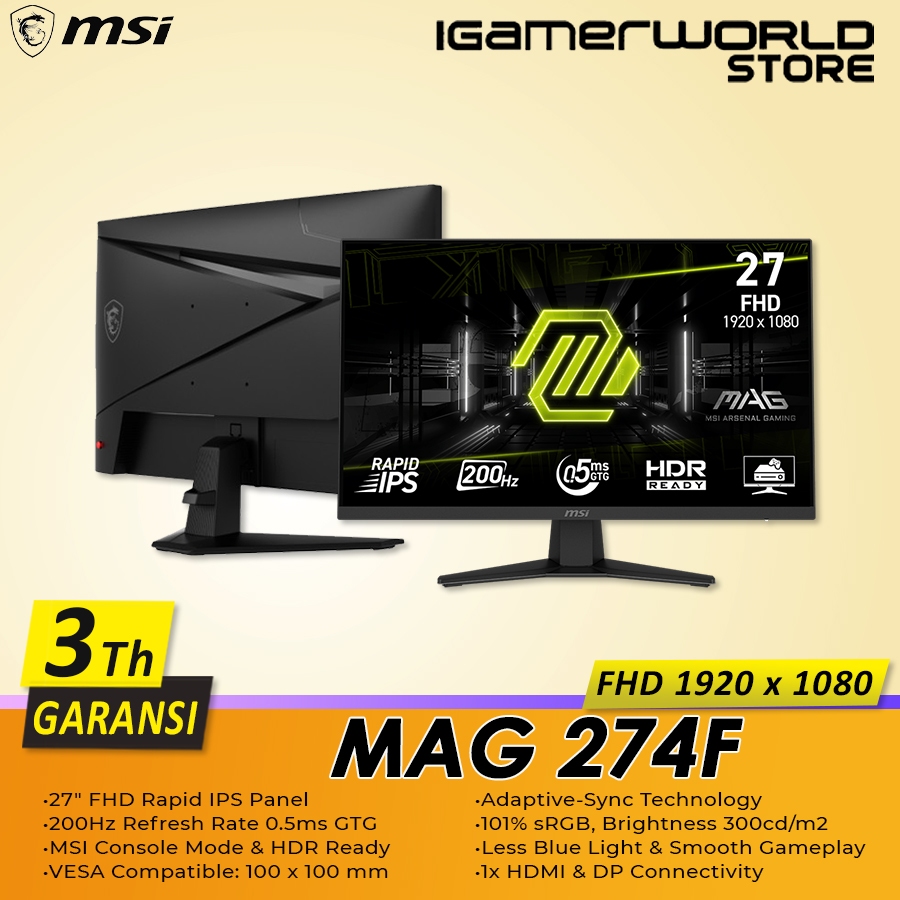 Jual MSI MAG 274F / MAG274F 27 inch FHD 200Hz 0.5ms Rapid IPS HDR ...
