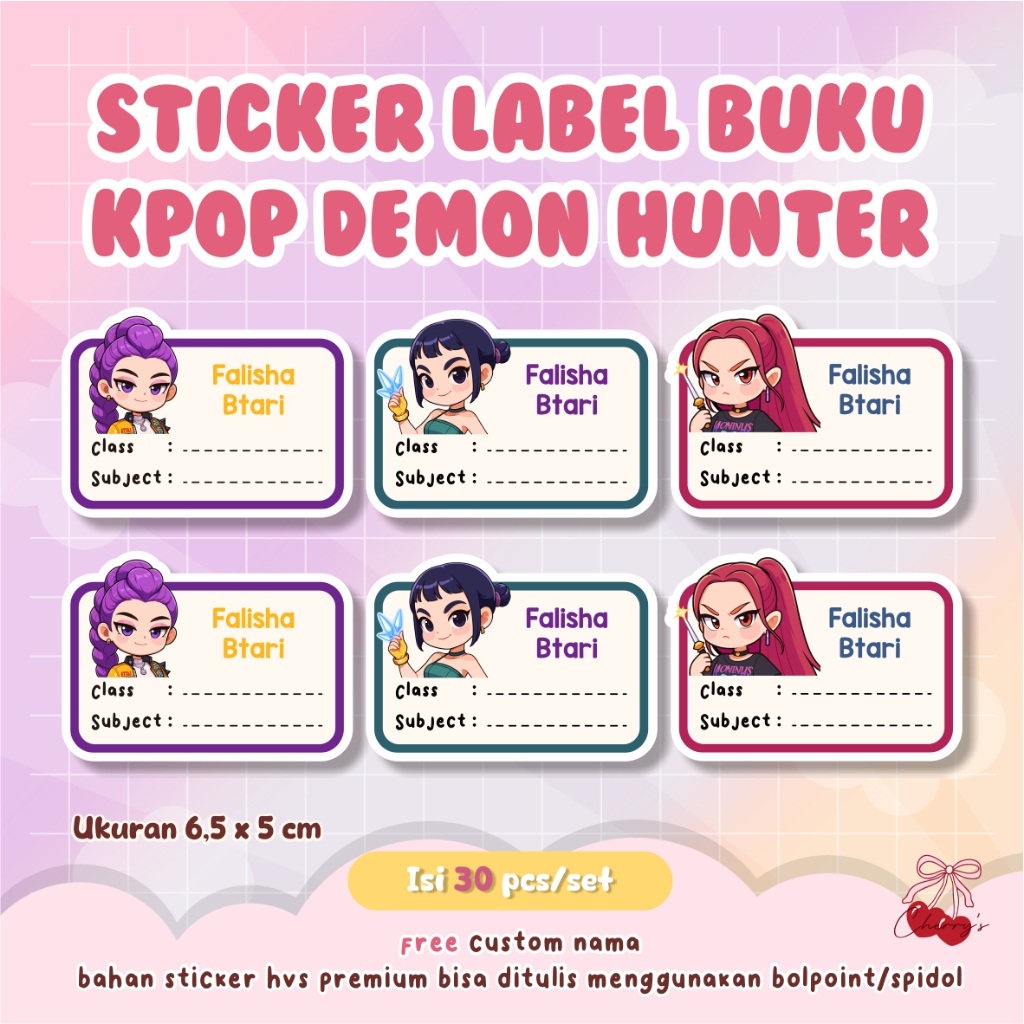 Jual Sticker Kpop Demon Hunter Huntrix Sticker Label Buku Label Nama ...
