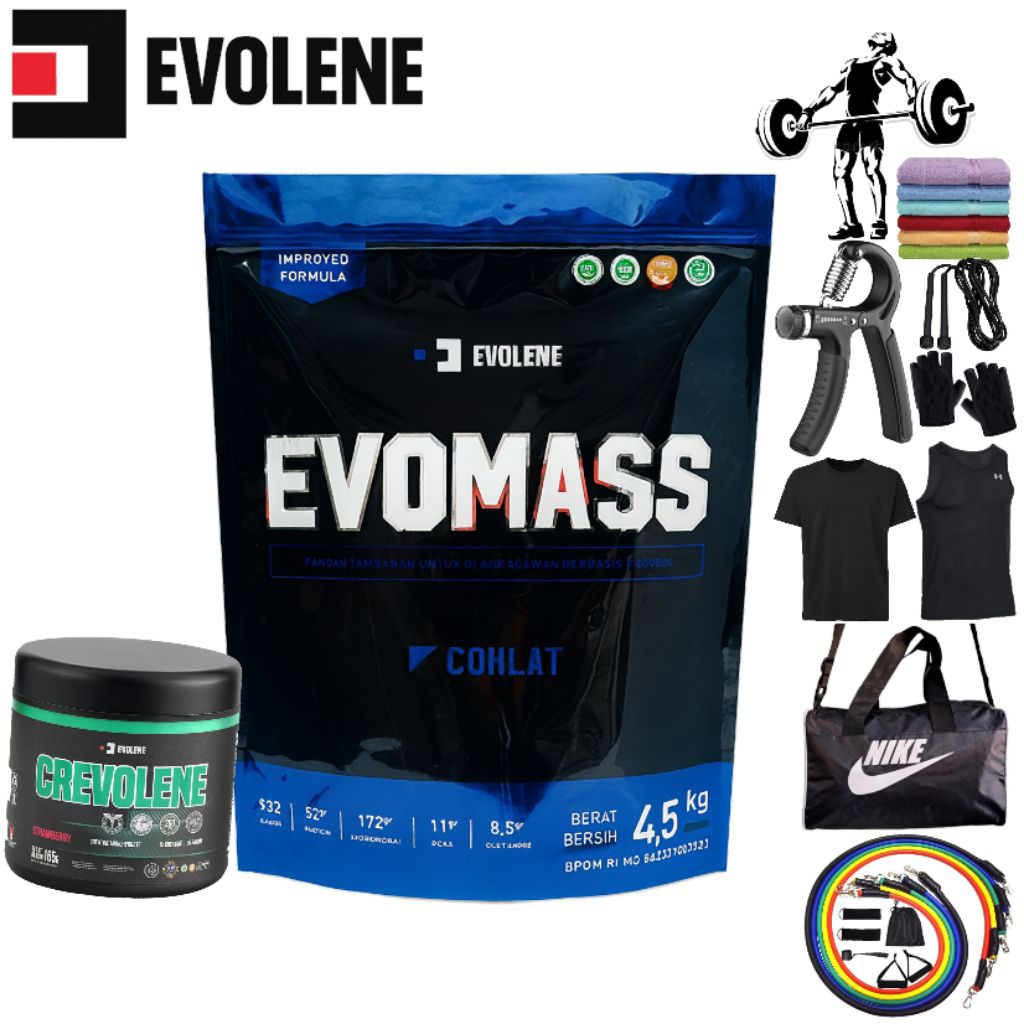 Jual EVOMASS SUSU GAINER EVOLENE | isi 4.5kg Vanilla Coklat Hazelnut ...