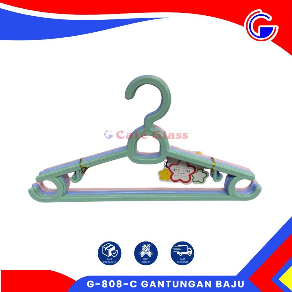 Gantungan Baju G-808-C - Hanger Plastik Multifungsi Warna Pastel - Hanger Baju Bahan Plastik