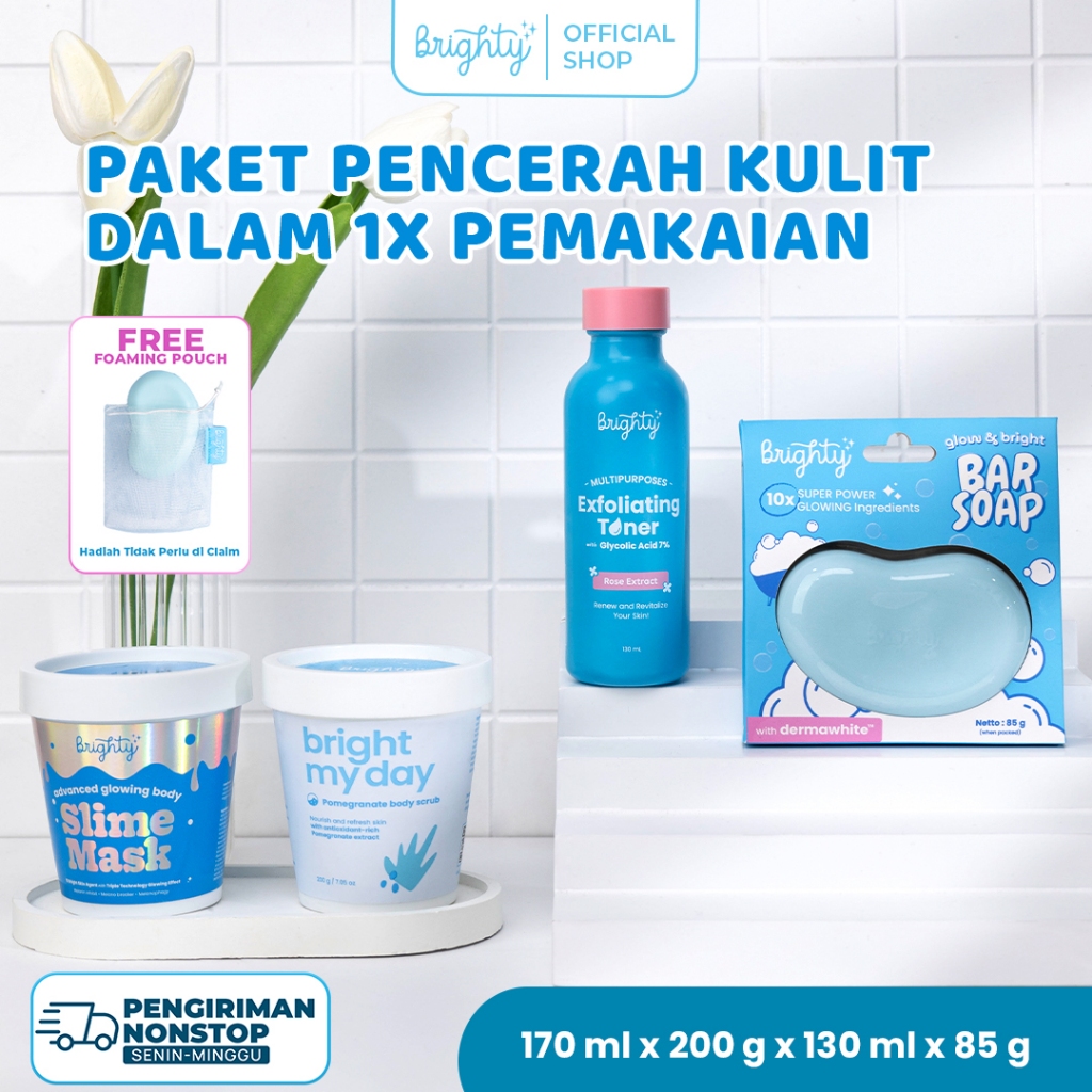 Jual Brighty Brightening Skin Ritual Package Multipurpose Exfoliating ...