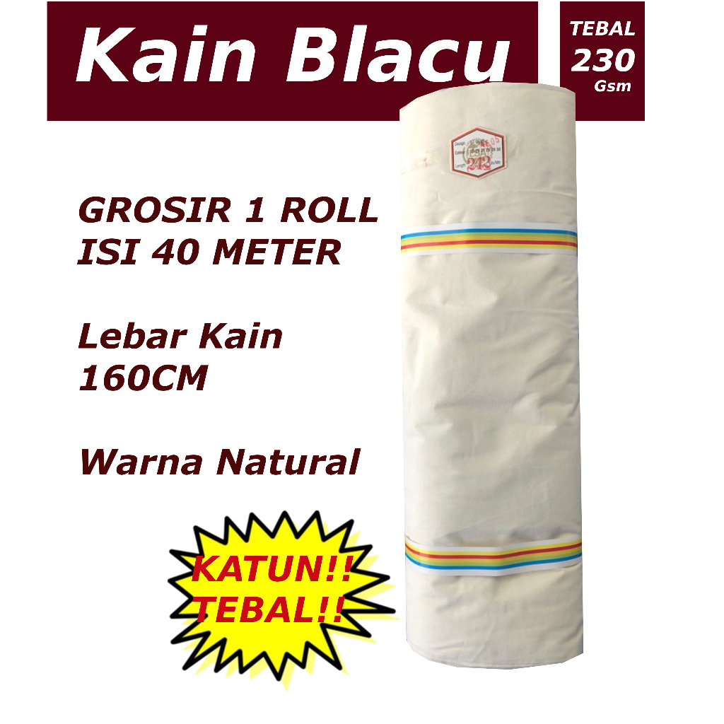 Jual Kain Blacu Belacu Blaco Katun Tebal 230Gsm Lebar 160cm Grosir Per ...