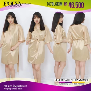 FOLVA Baju Tidur Piyama Wanita Kimono Bridesmaid Robe Satin All Size