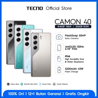 [FLASHSNAP] TECNO CAMON 40 8+8GB*256 GB, 50MP Sony + 8MP Ultra Wide Camera, 32MP Front Camera, 120hz AMOLED, IP66, 5200mAh, 45W