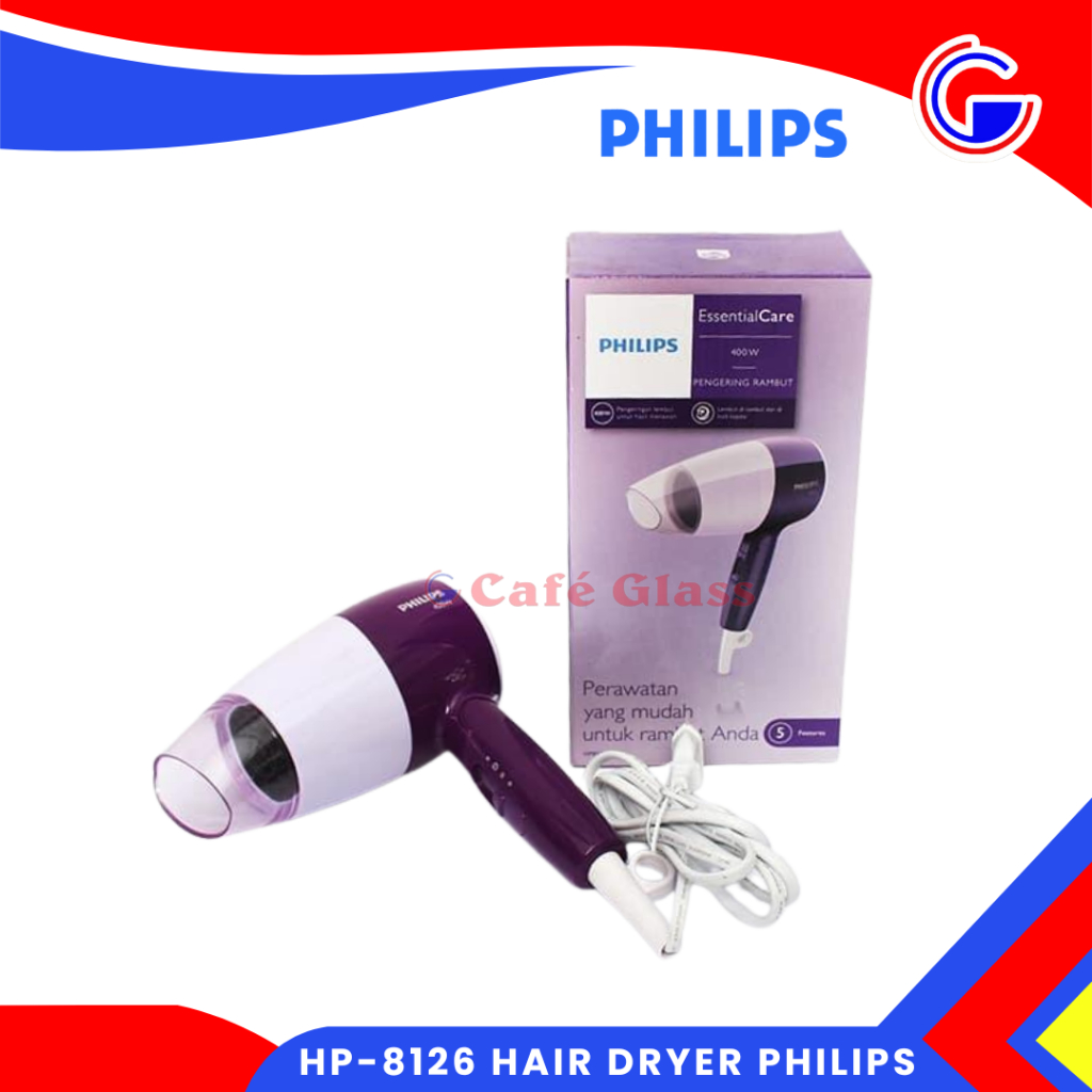 Hair Dryer Philips Hp-8126 I Pengering Rambut Lipat I Hairdryer Mini 400W Hemat Listrik
