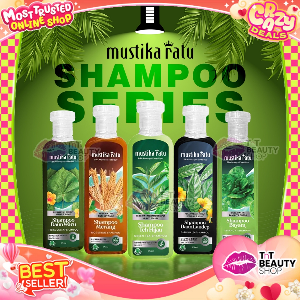 Mustika Ratu Shampoo - Daun Teh Hijau - Daun Landep - Daun Waru - Merang - Bayam | TnT Beauty Shop