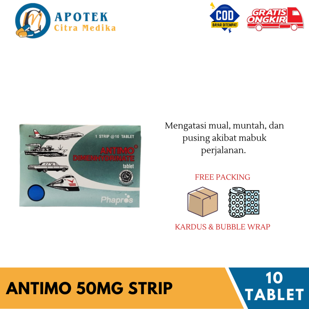 Jual Antimo 50MG 𝟏 𝐒𝐓𝐑𝐈𝐏 𝐈𝐒𝐈 𝟏𝟎 𝐓𝐀𝐁𝐋𝐄𝐓 - Mengatasi Mabuk Perjalanan ...