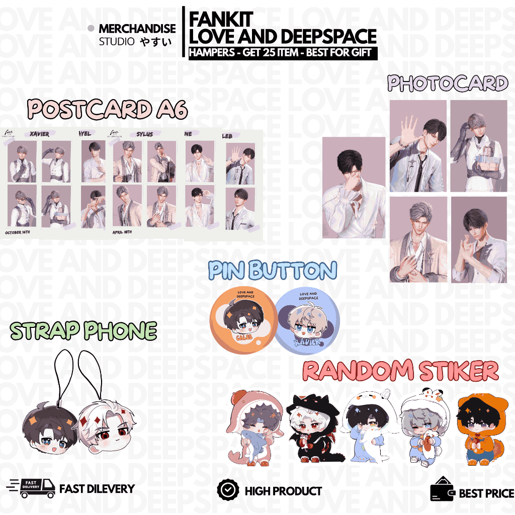 Jual OZM2 - FANKIT [LOVE AND DEEPSPACE] HAMPERS 25 ITEM - BOX FANKIT ...