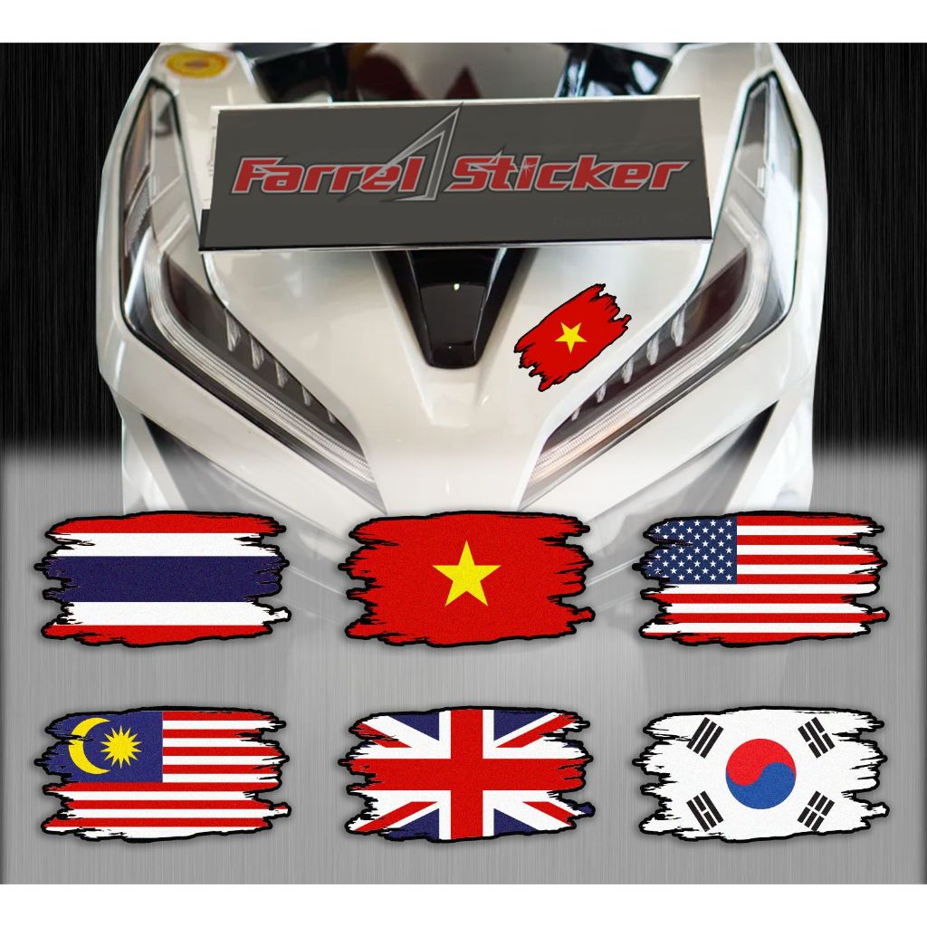 Jual Stiker Bendera Robek Sticker Flag brush Style thailand Inggris ...