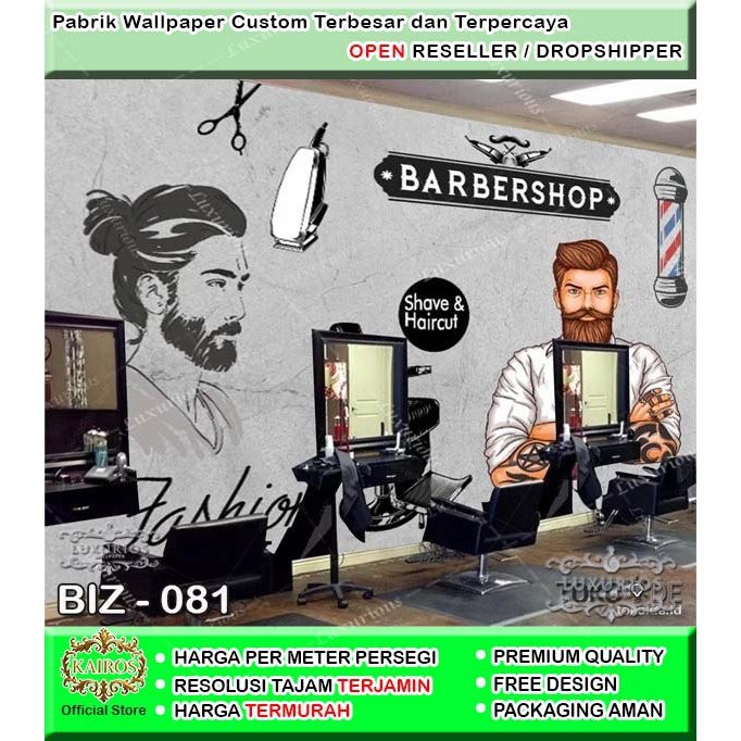Jual Wallpaper Custom 3D Dinding Barbershop Walpaper Sticker Pangkas ...