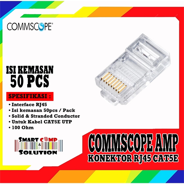 Jual Konektor RJ45 CAT5E Commscope AMP - Plug Connector RJ-45 CAT5 isi ...