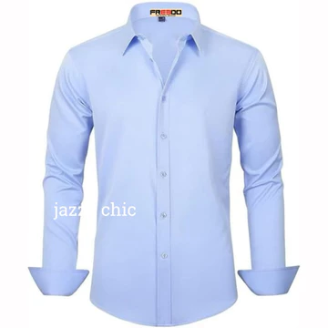 Kemeja Polos Biru Denim Kemeja Formal Kemeja Dark Blue Polos Pria Lengan Panjang Baju Kerja Pria