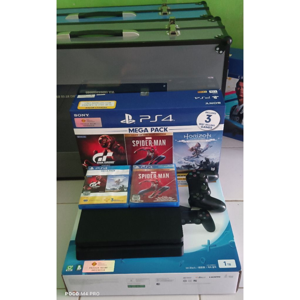Jual PS4 SLIM 1TB SERI 2218B MEGAPACK 3 EX GARANSI INDO FULLSET ...
