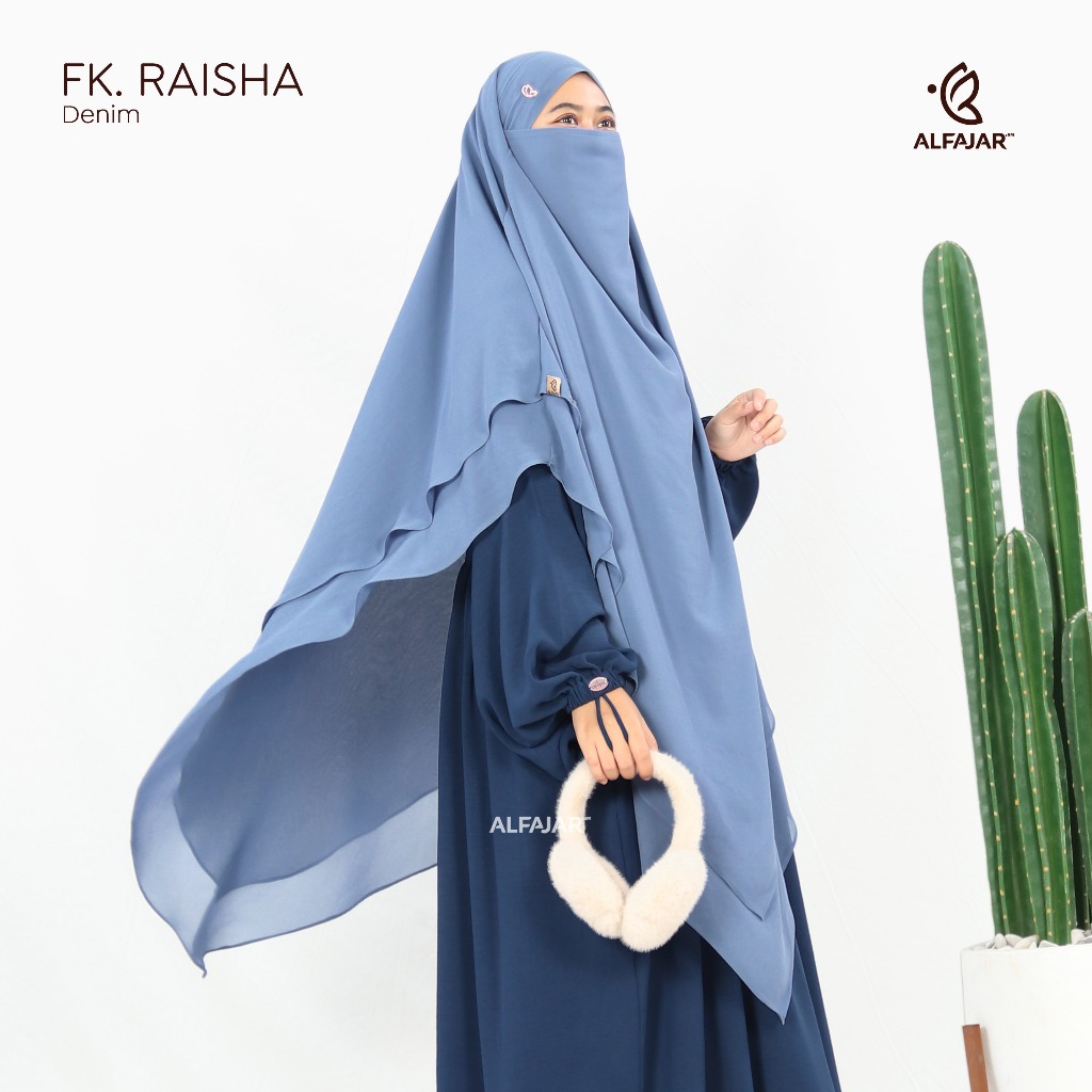 Alfajar Frenchkhimar Ceruty Jumbo RAISHA Dua Layer Free Cadar Tali Model Runcing Dan Oval