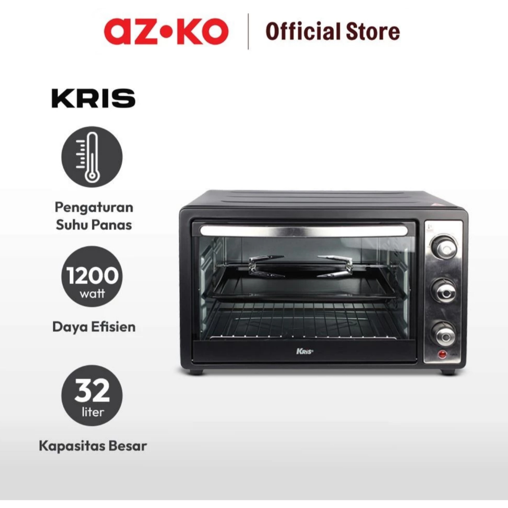 Jual AZKO KRIS 32 ltr Oven Toaster 1200 watt - Hitam Pemanggang Makanan ...