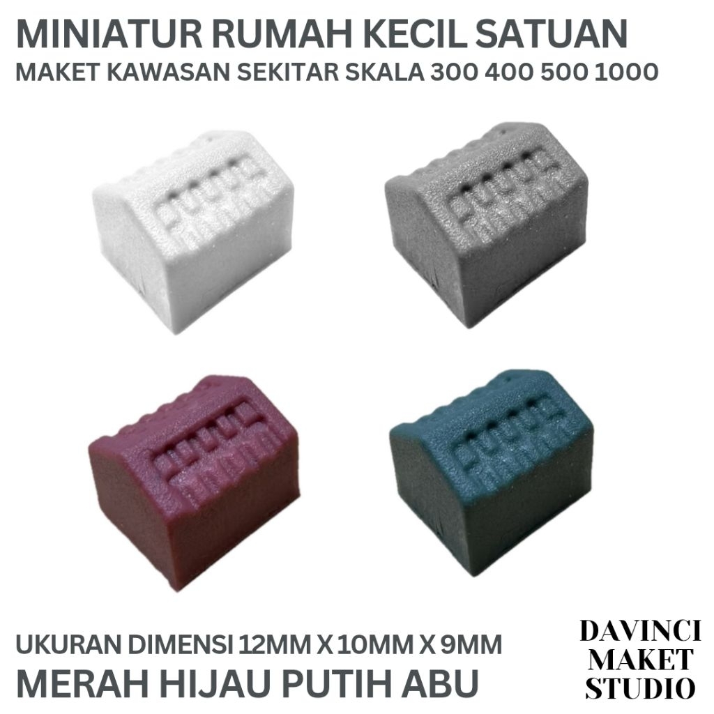 Jual (S) Miniatur Rumah Plastik Pla Putih Abu Merah Hijau Kecil Skala ...