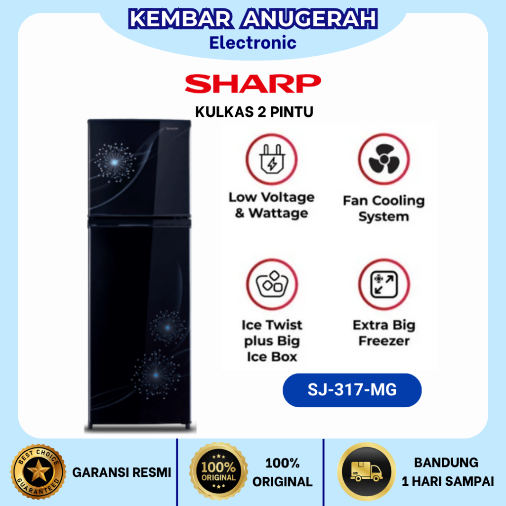 Jual KULKAS 2 PINTU SHARP SJ 317 MG KAPASITAS 256 LITER GARANSI RESMI ...