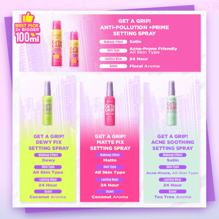 Dazzle Me Makeup Setting Spray Matte Finish Triple-Proof dan Smooth Fix Bundle Set