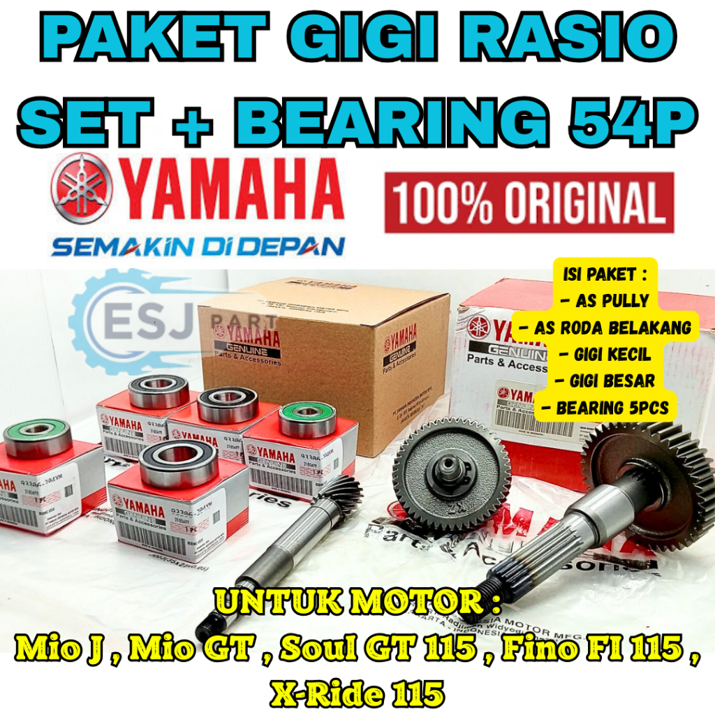 Jual GIGI GEAR RASIO SET KOMPLIT + BEARING 5PCS KODE 54P YAMAHA MIO ...