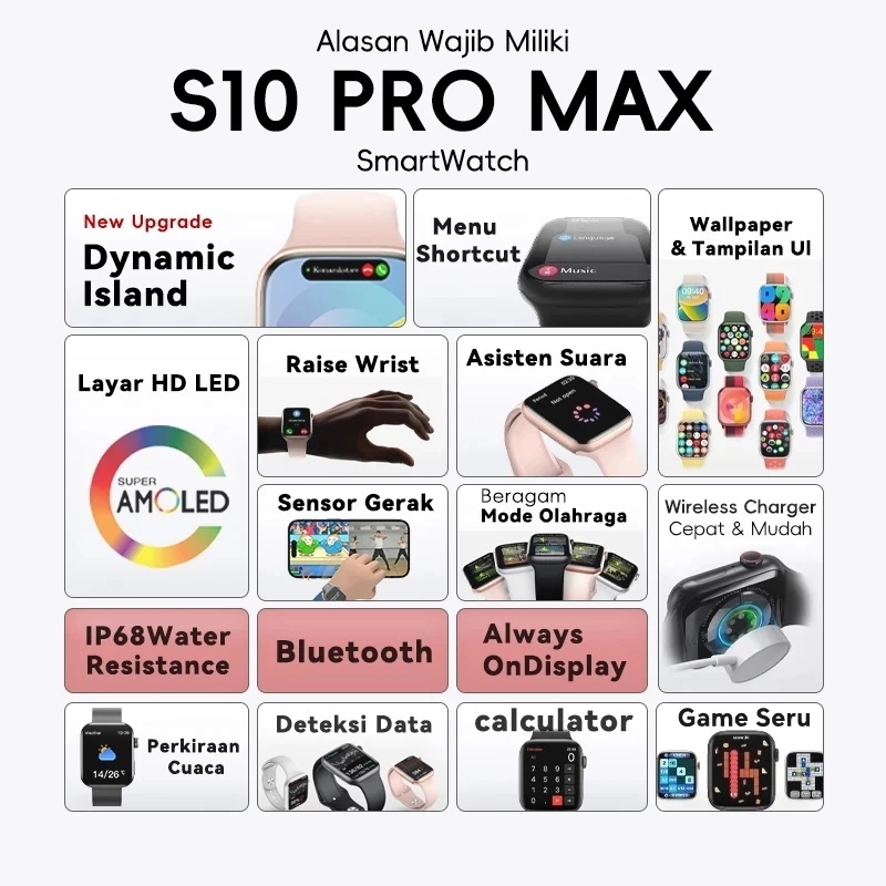 Smartwatch 10 Pro Max Waterproof Bluetooth Call Jam Wanita Pria Monitor Detak Ja - foto 2
