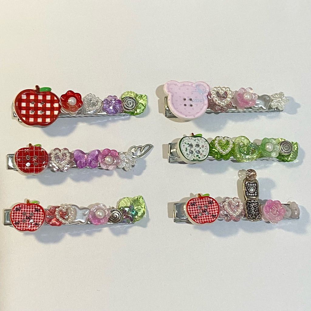 Jual button beads hairclip | jepit rambut kancing manik-manik aesthetic ...