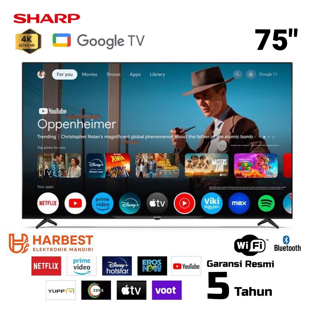 Jual GARANSI 5 TAHUN! SHARP 4K UHD GOOGLE ANDROID TV 75 Inch - Big ...