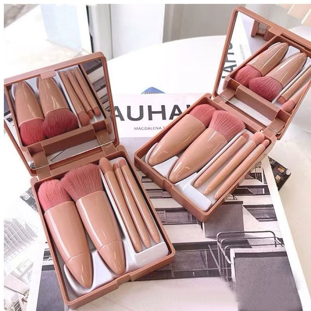 Jual SET KUAS MAKE UP PORTABLE plus cermin 5in1 | Shopee Indonesia