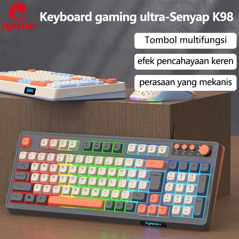 Jual RAIKU K98 Keyboard mekanik,gaming USB berkabel respon cepat