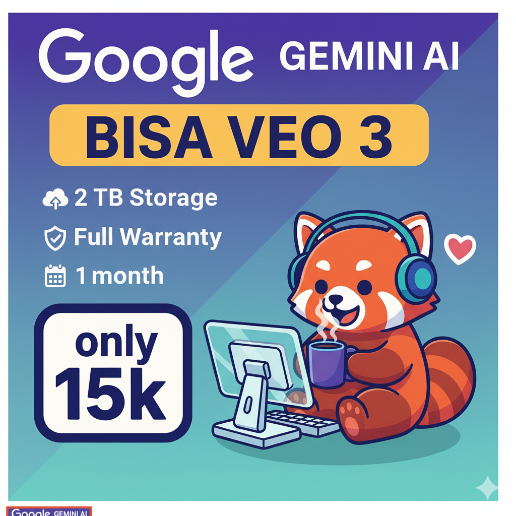 Jual GEMINI AI pro + GDrive 2TB Bonus Inc flow kredit 1k support VEO 3 ...
