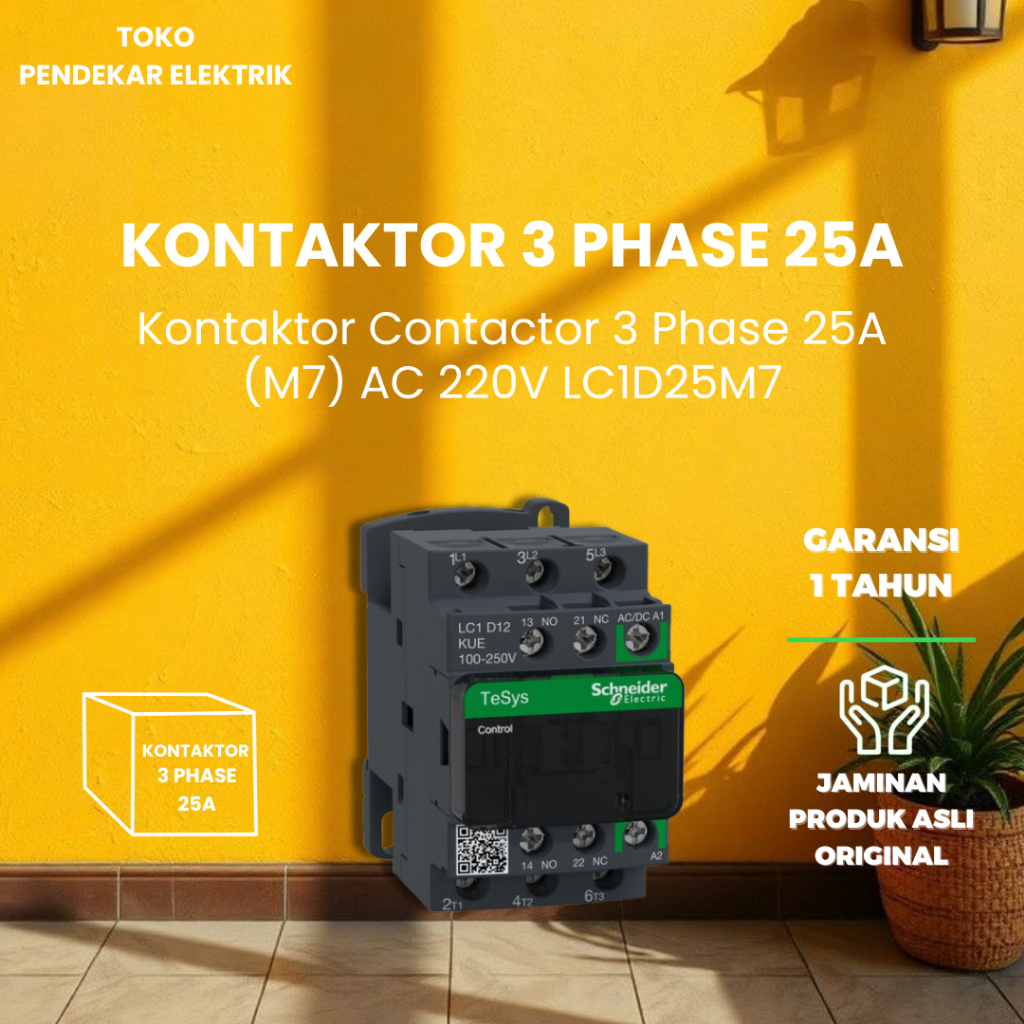 Jual Kontaktor Contactor 3 Phase 25A (M7) AC 220V LC1D25M7 | Shopee ...