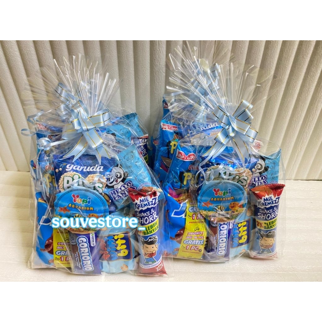 Jual Parcel Ultah Serba Biru || Bingkisan Ultah Serba biru || Snack ...
