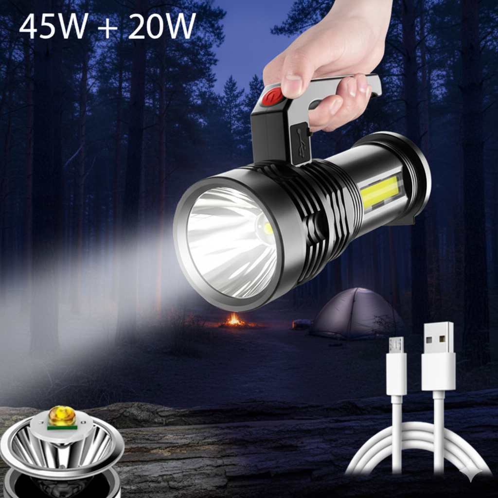 Jual Senter Lampu LED Flashlight 4 MODE RECHARGER Waterproof USB 10 W ...