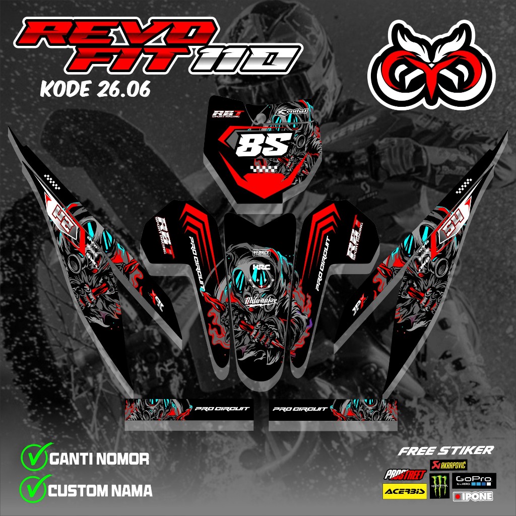 Jual Stiker Variasi RBT/GTX REVO FIT 110 Stiker Decal Striping Bebek ...