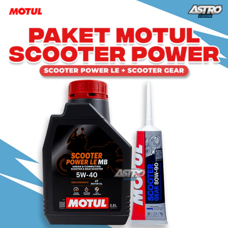 Paket Oli Motul SCOOTER POWER LE 4T 5W-40 + Oli Gardan 80W-90 Scooter Gear Oli Motor Mesin Matic