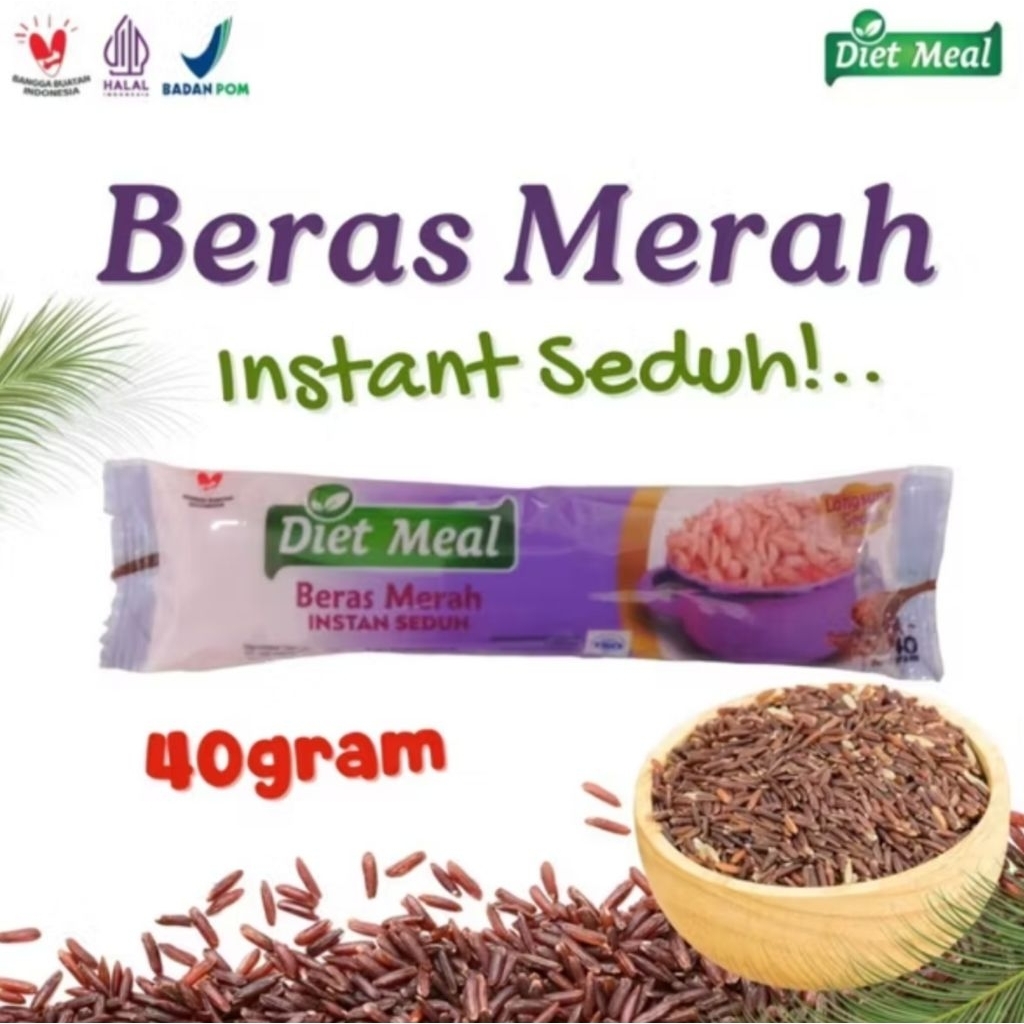 Jual Dietmeal Beras Merah Instan Seduh Kemasan Sachet 40gr | Shopee ...