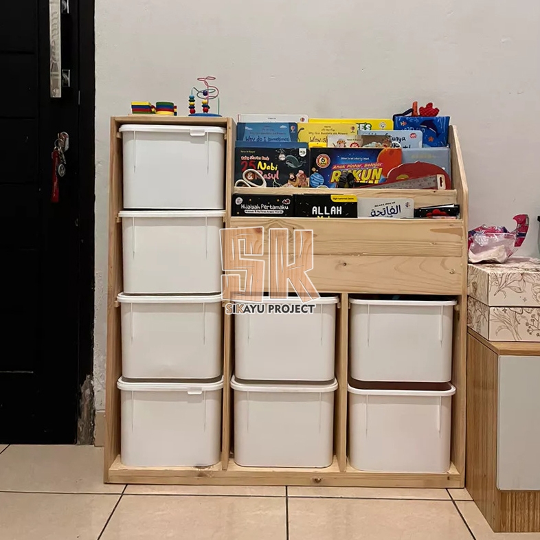 Jual Rak Mainan Anak Minimalis 8 Box + Rak Buku Atas - Rak Buku Trofast ...